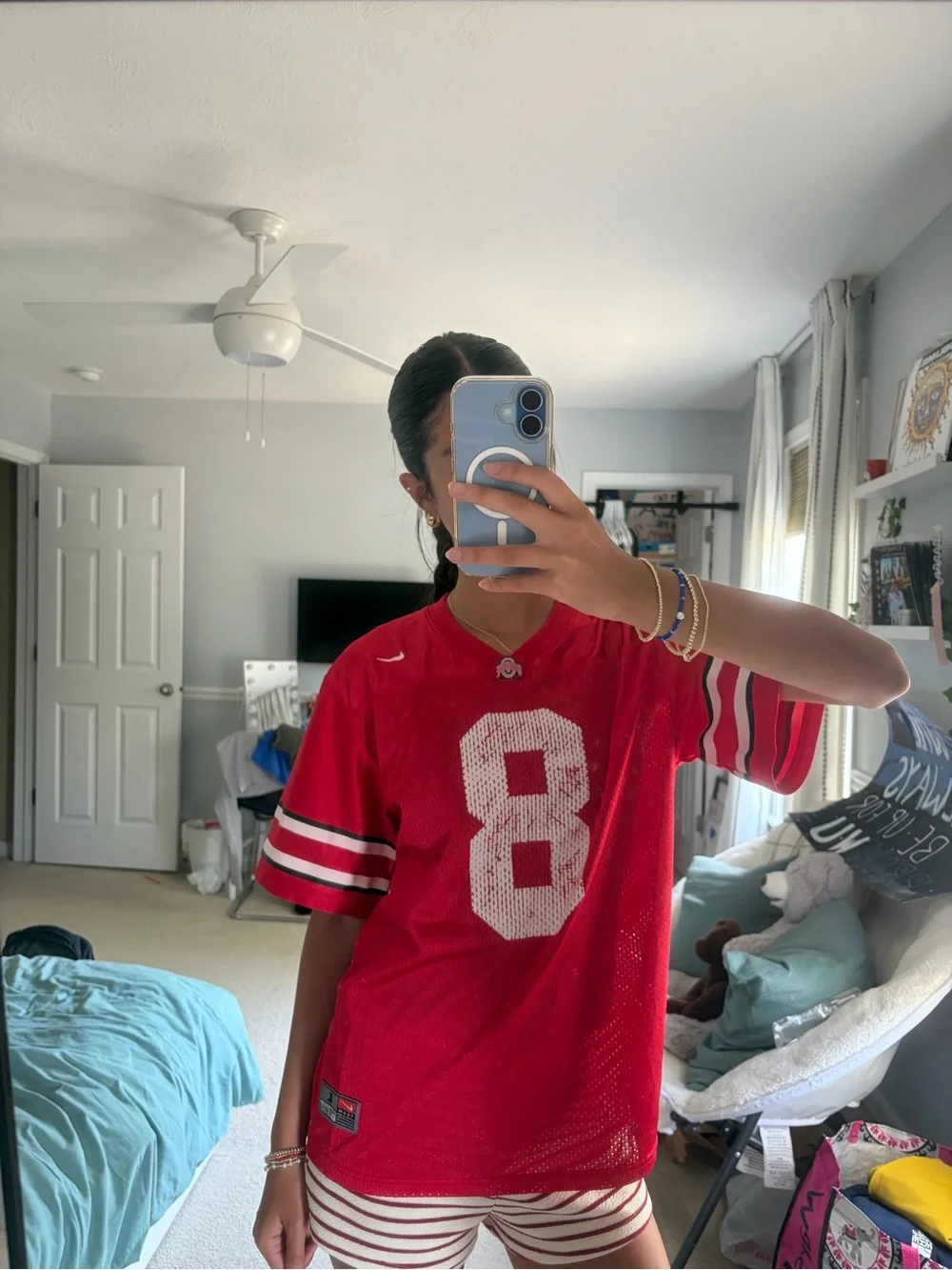 Nike Kids Red White #8 Football Jersey